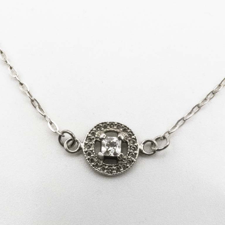 Dije de Plata con Circonias y Cadena de 50 cm